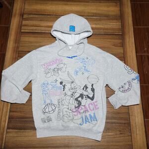 Space Jam LS Grey Unisex Hoodie Tune Squad Design - Size XS
